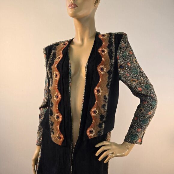 Beverly Rose Open Front Tunic Top Vintage 1980s  Size Medium Made In USA - Picture 2 of 10